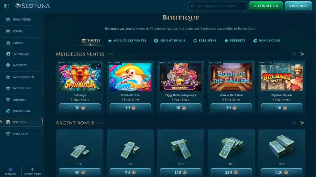 Slotuna mobile wallet with bonus and real balance