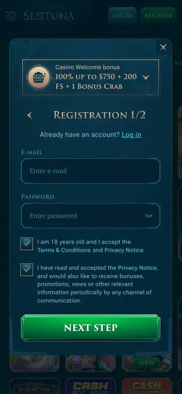 Slotuna casino online on smartphone